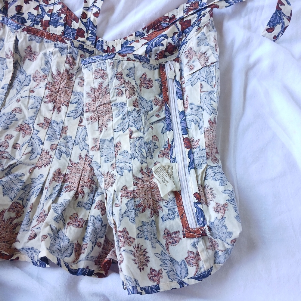 Athropologie Let Me Be Tie-Strap Peplum Floral 100% Cotton Top Womens Size XS - Picture 16 of 16